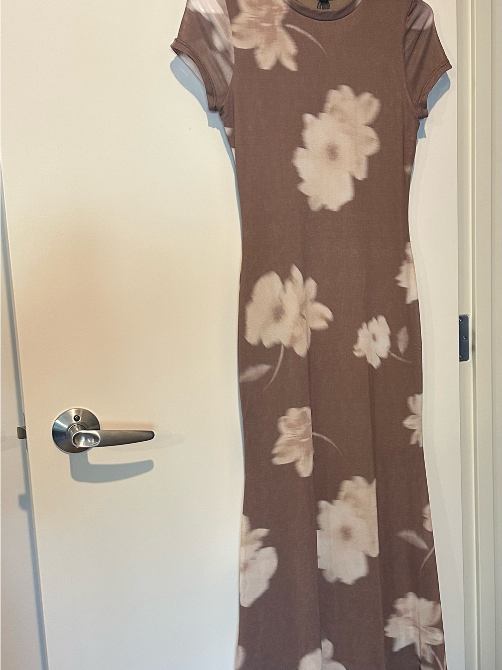 See You Monday Brown Maxi Dress with Cream Floral Print